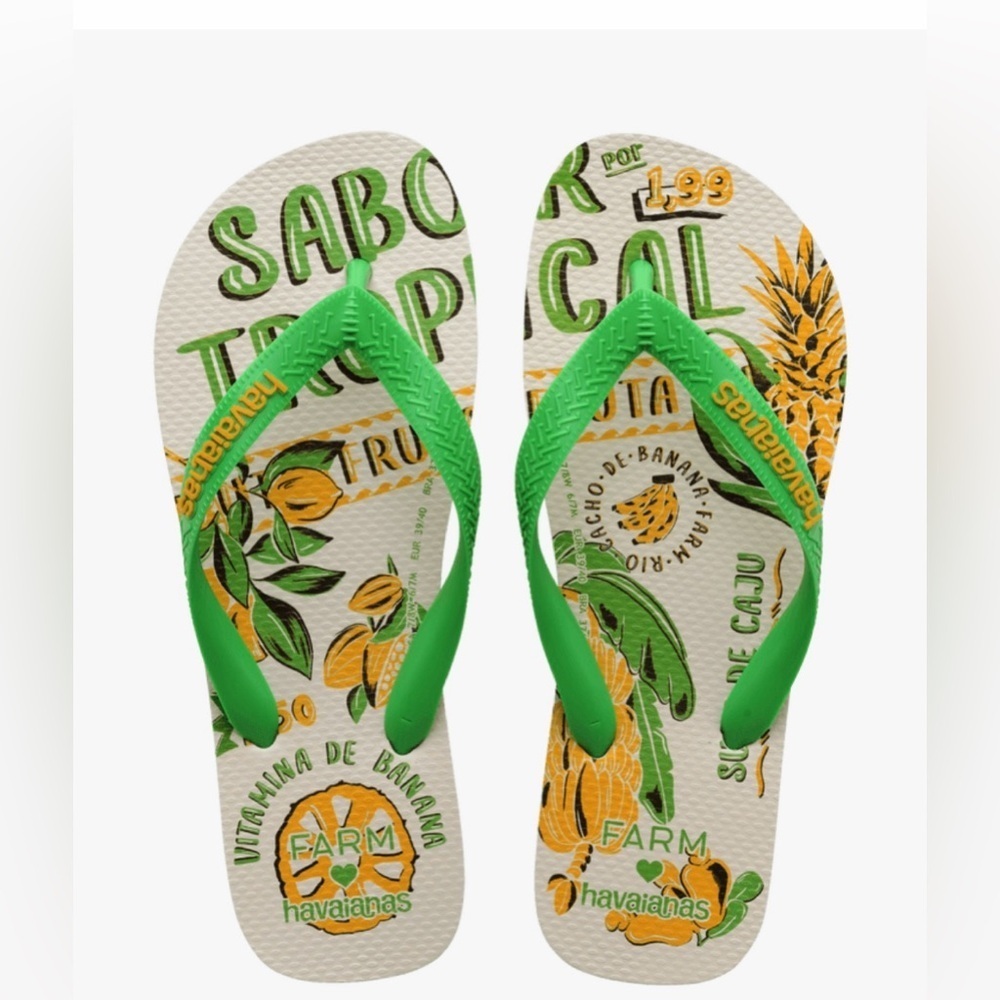 NWT FARM Rio Tropical Fruits Flip Flops